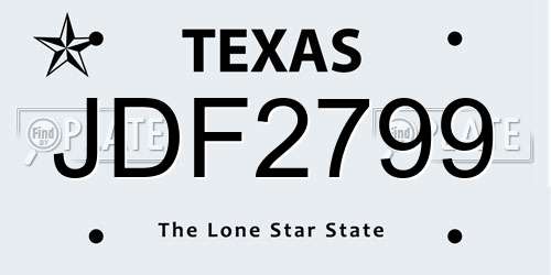 JDF2799 Texas License Plate