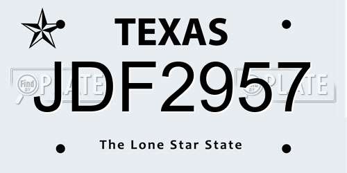 JDF2957 Texas License Plate