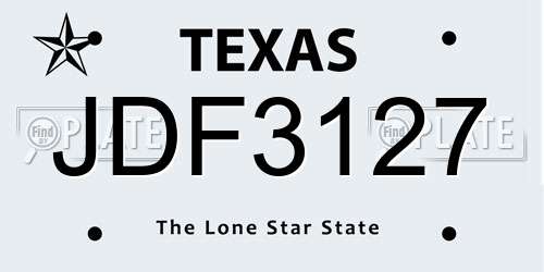 JDF3127 Texas License Plate
