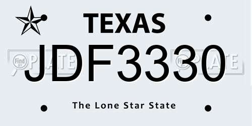 JDF3330 Texas License Plate