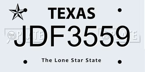 JDF3559 Texas License Plate