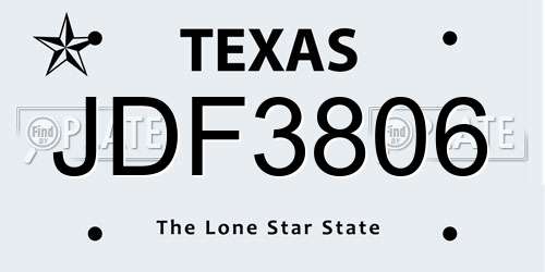 JDF3806 Texas License Plate