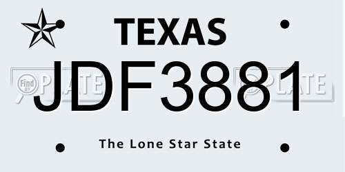 JDF3881 Texas License Plate