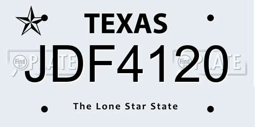 JDF4120 Texas License Plate