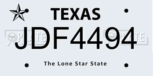 JDF4494 Texas License Plate