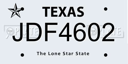 JDF4602 Texas License Plate