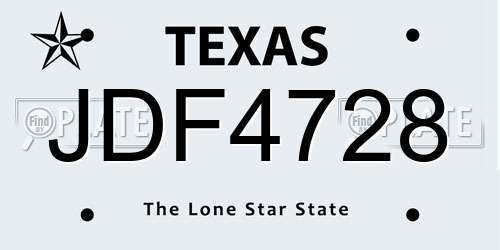 JDF4728 Texas License Plate