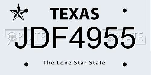JDF4955 Texas License Plate
