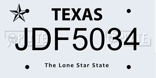 JDF5034 Texas License Plate