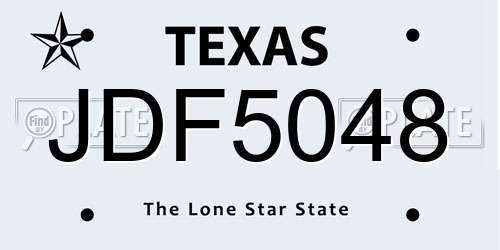JDF5048 Texas License Plate