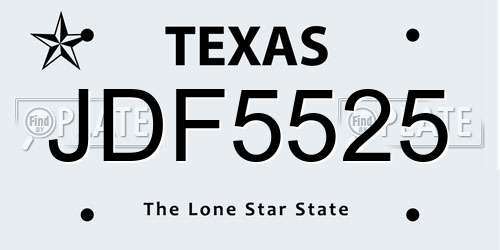 JDF5525 Texas License Plate