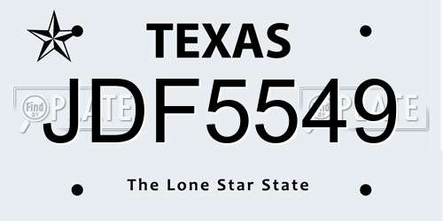 JDF5549 Texas License Plate