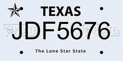 JDF5676 Texas License Plate