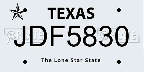 JDF5830 Texas License Plate
