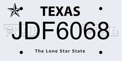 JDF6068 Texas License Plate
