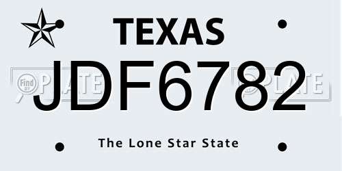 JDF6782 Texas License Plate