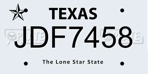 JDF7458 Texas License Plate