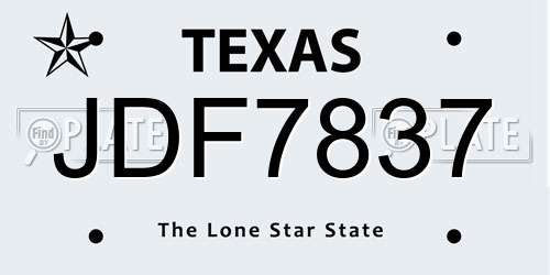 JDF7837 Texas License Plate