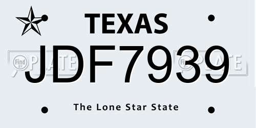 JDF7939 Texas License Plate