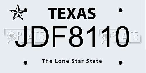 JDF8110 Texas License Plate