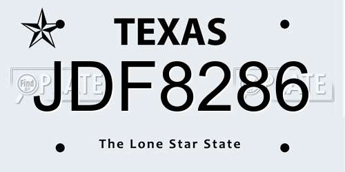 JDF8286 Texas License Plate