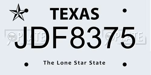 JDF8375 Texas License Plate
