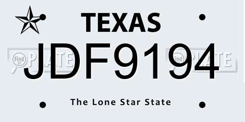 JDF9194 Texas License Plate