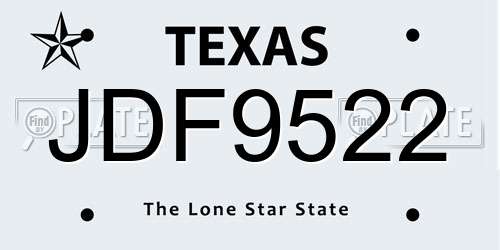 JDF9522 Texas License Plate