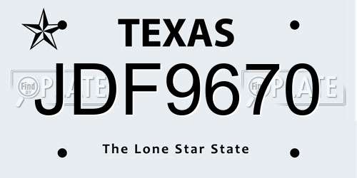 JDF9670 Texas License Plate