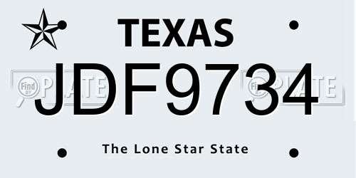 JDF9734 Texas License Plate