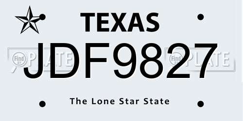 JDF9827 Texas License Plate
