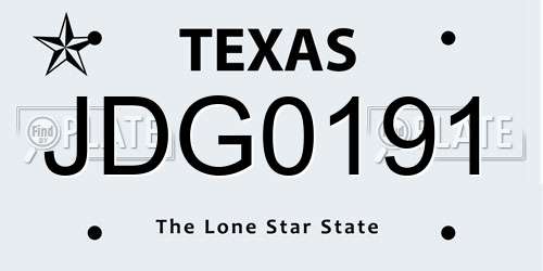 JDG0191 Texas License Plate