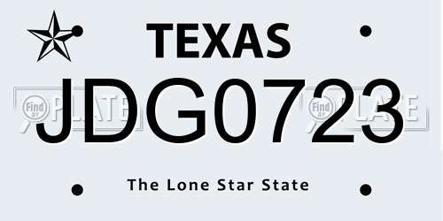 JDG0723 Texas License Plate