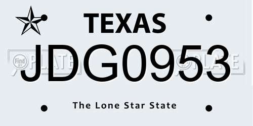 JDG0953 Texas License Plate