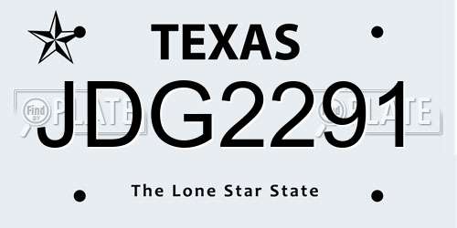 JDG2291 Texas License Plate
