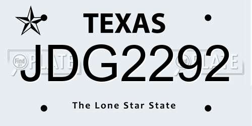 JDG2292 Texas License Plate