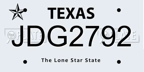 JDG2792 Texas License Plate