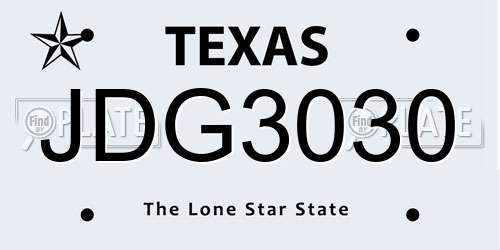 JDG3030 Texas License Plate