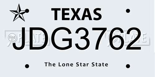 JDG3762 Texas License Plate