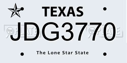 JDG3770 Texas License Plate