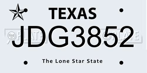 JDG3852 Texas License Plate