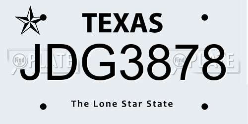 JDG3878 Texas License Plate