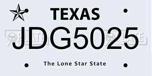 JDG5025 Texas License Plate