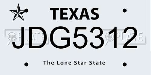 JDG5312 Texas License Plate
