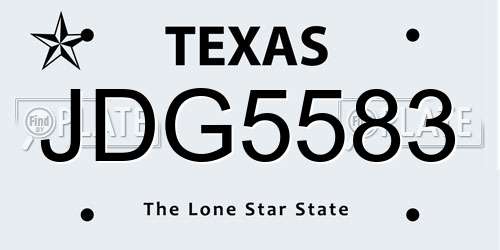 JDG5583 Texas License Plate