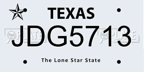 JDG5713 Texas License Plate