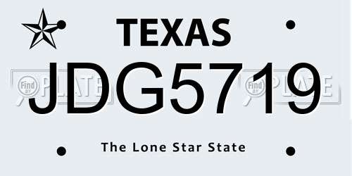 JDG5719 Texas License Plate