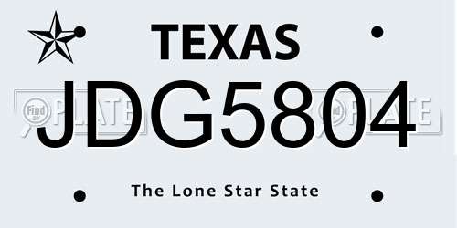 JDG5804 Texas License Plate