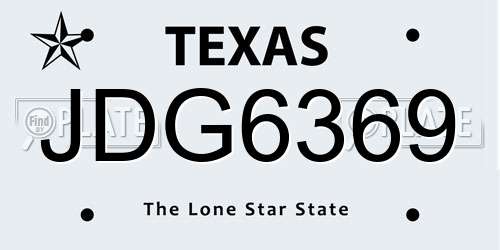 JDG6369 Texas License Plate