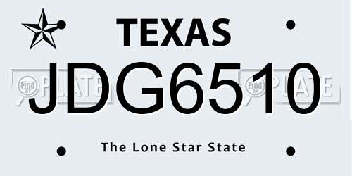 JDG6510 Texas License Plate